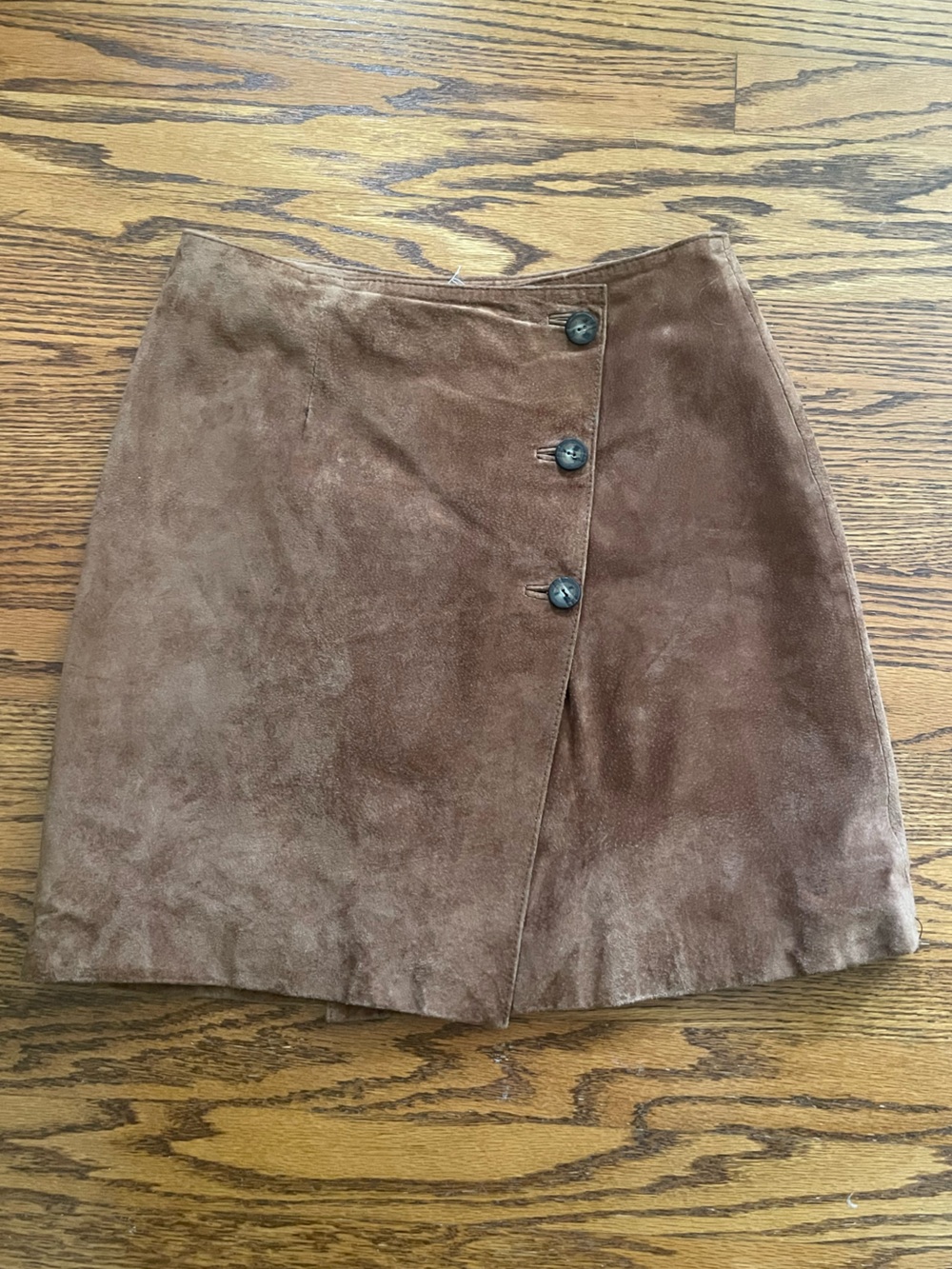 The Limited Vintage Brown Suede Wrap Skirt with Buttons